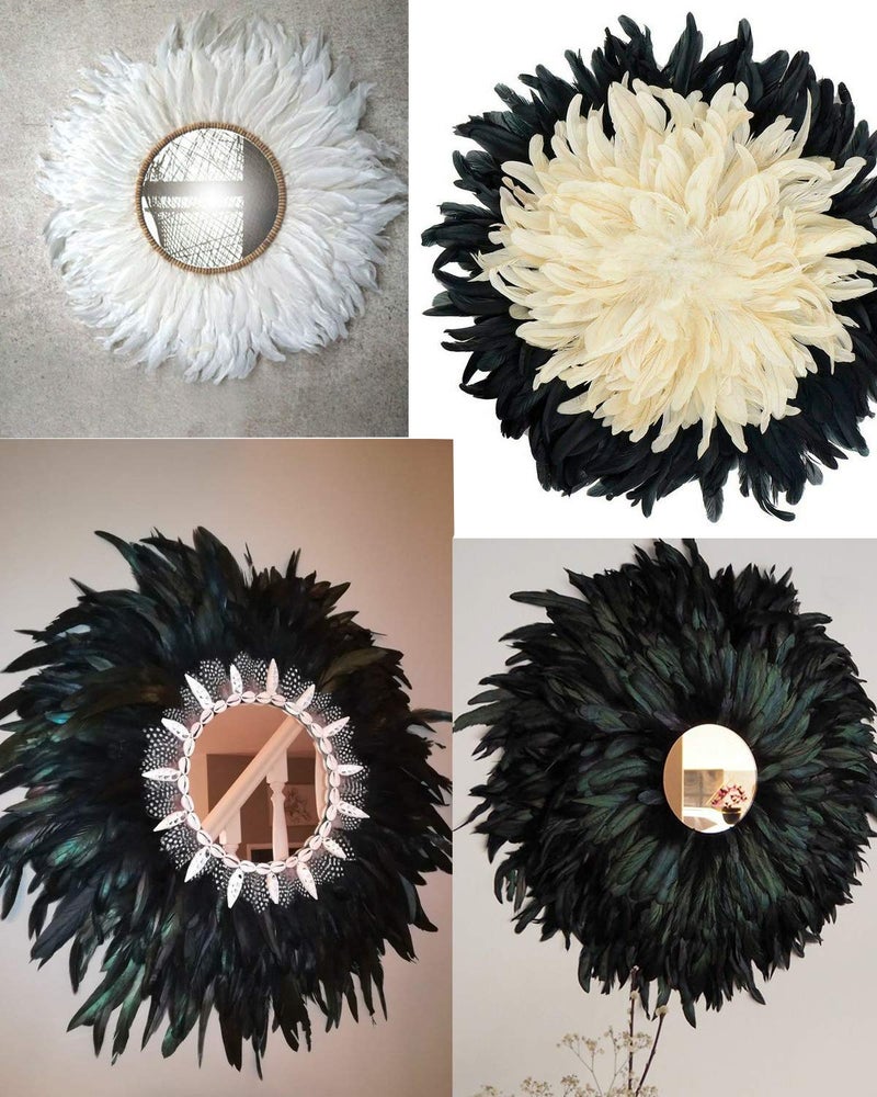 HAPPY FEATHER 2 Yards 8-10" Rooster Hackle Feather Fringe Trim, Sewing Craft Feather for DIY Decorations-Off White - Image 4